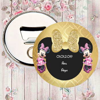 Gold Simli Minnie Mouse Temalı Magnet Açacak