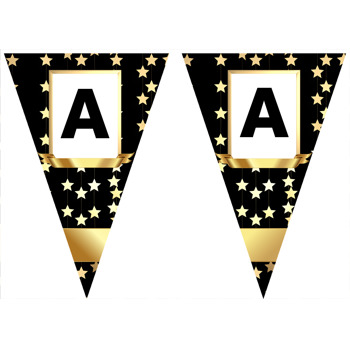 Gold Siyah Yıldızlar Temalı Parti Banner Flama