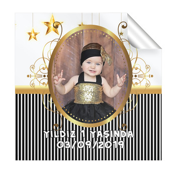 Gold Star Temalı Kare Etiket