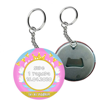 Gold Taç Ve Çiçekler Temalı Arkası Açacak Anahtarlık