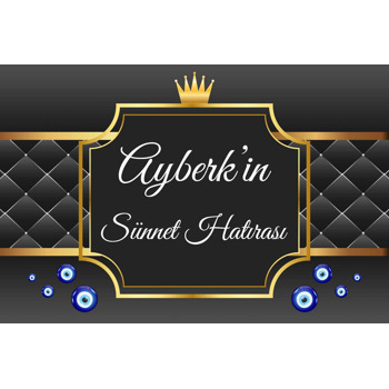 Gold Taçlı Çerçeve ile LAntrasit Fonda Nazar Boncukları Temalı Plastik Magnet