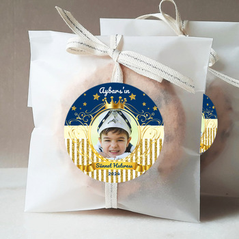 Gold Taçlı Çerçeve ile Simli Yıldız Lacivert Fonda Temalı Sticker