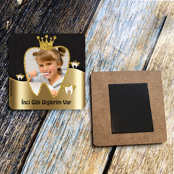 Gold Tema Diş Buğdayı Ahşap Magnet