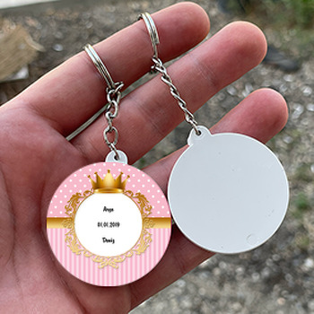 Gold Temalı Daire Plastik Anahtarlık