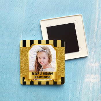 Gold Temalı Doğum Günü Plastik Kare Magnet