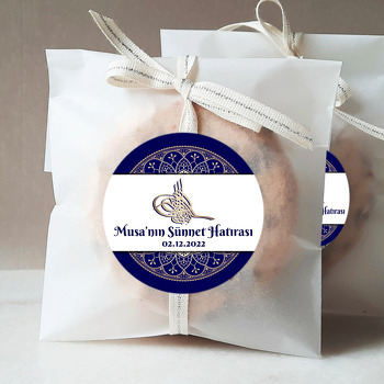 Gold Tuğra ile Lacivert Geleneksel Desenli Fon Temalı Sticker