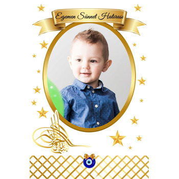 Gold Tuğra ile Yıldızlarla Sünnet Temalı Doğum Günü Afiş