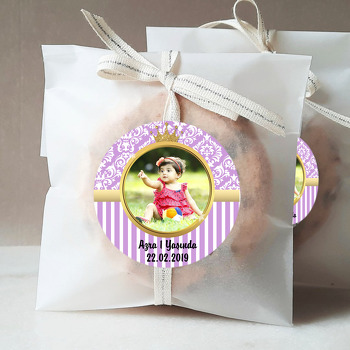 Gold ve Lila Damask Temalı Resimli Sticker