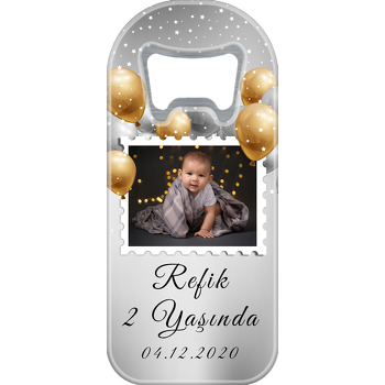 Gold ve Silver Balonlar ve Fon Temalı Resimli Doğum Günü Uzun Açacak