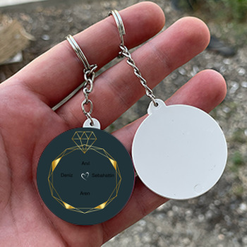 Gold Yüzük Temalı Söz Nişan Nikah Daire Plastik Anahtarlık