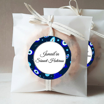 Göz Şekilli Nazar Boncukları ile Lacivert Fon Sünnet Temalı Sticker