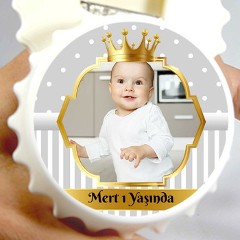 Gri Beyaz Puantiye ile Gold Çerçeve Temalı Kapak Şekilli Magnet Açacak