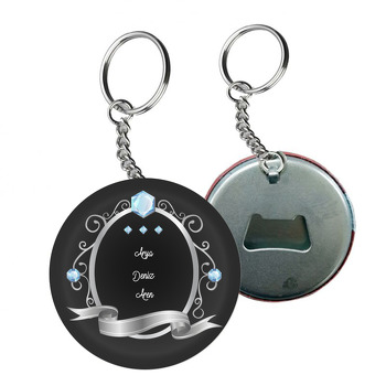 Gri Çerçeveli Mavi Taş Temalı Söz Nişan Nikah Arkası Açacak Anahtarlık