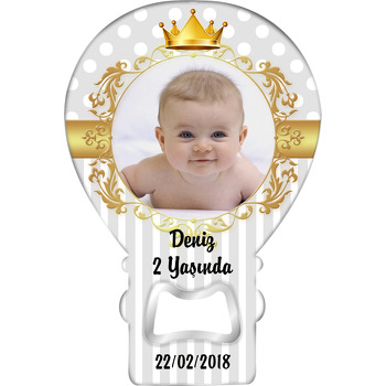 Gri Gold Taç Temalı Balon Magnet Açacak