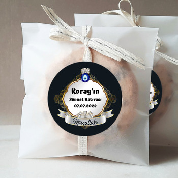 Gri Kurdele ile Nazar Boncuklu Çerçeve ve Sünnet Temalı Sticker