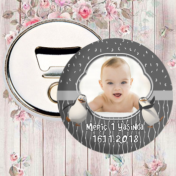 Gri Penguen Temalı Fotoğraflı Magnet Açacak