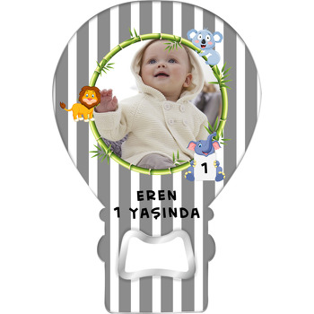 Gri Safari Temalı Balon Magnet Açacak