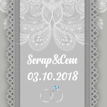 Gri Zeminli ve Yüzük Desenli Söz Nişan Nikah Temalı Kare Parti Afiş
