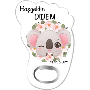 Gül Çerçevede Bebek Koala Temalı Ayak İzi Magnet Açacak