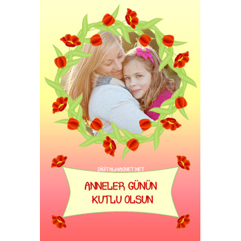 Gül Çerçeveli Anneler Günü Magneti