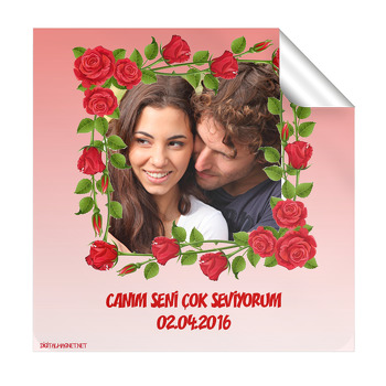 Gül Çerçeveli  Kare Etiket