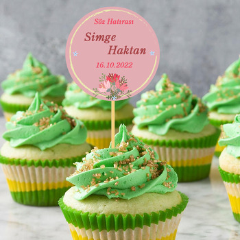 Gül Kurusu Fon ile Kırmızı Çiçekler Temalı Parti Kürdan Süs