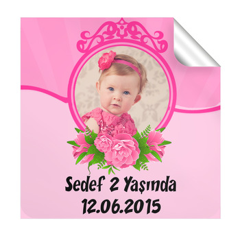Gül Temalı Doğum Günü  Kare Etiket