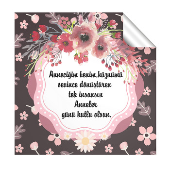 Gül Temalı Kare Etiket