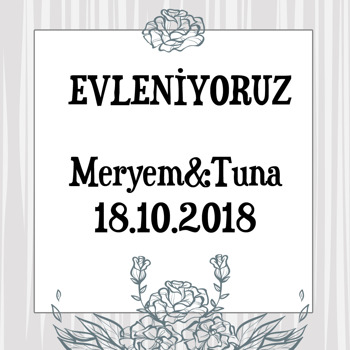 Gül Zeminli Söz Nişan Nikah Temalı Kare Parti Afiş