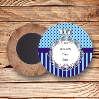Gümüş Çerçeve Temalı Ahşap Daire Magnet