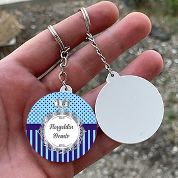 Gümüş Çerçeve Temalı Daire Plastik Anahtarlık