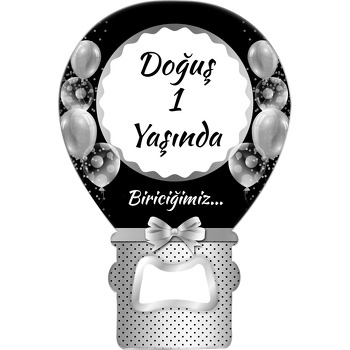 Gümüş Kurdele ile Balonlar Temalı Balon Magnet Açacak