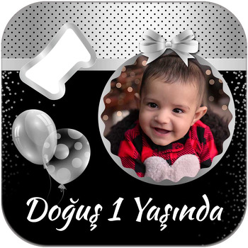 Gümüş Kurdele ile Balonlar Temalı Kare Magnet Açacak