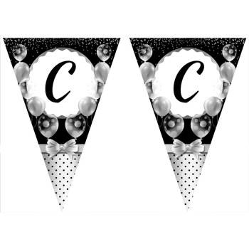 Gümüş Kurdele ile Balonlar Temalı Parti Banner