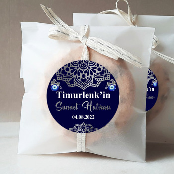 Gümüş Mandala ile Lacivert Fonda Sünnet Temalı Sticker