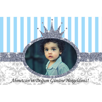 Gümüş Taç Temalı Doğum Günü Afiş