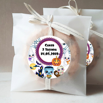 Halloween Boo Temalı Doğum Günü Sticker