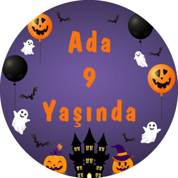 Halloween ile Hayaletler Temalı Akrilik Daire Magnet