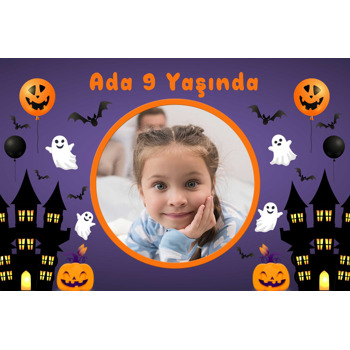 Halloween ile Hayaletler Temalı Doğum Günü Plastik Magnet