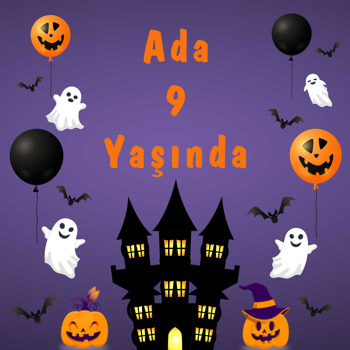 Halloween ile Hayaletler Temalı Kare Doğum Günü Parti Afiş