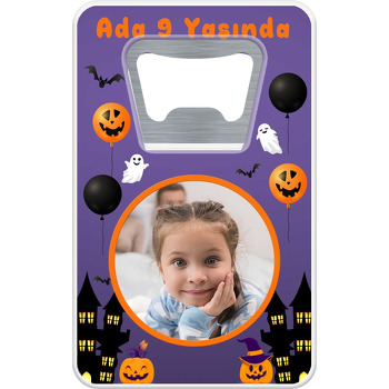 Halloween ile Hayaletler Temalı Resimli Dikdörtgen Magnet Açacak