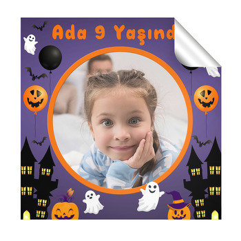 Halloween ile Hayaletler Temalı Resimli Kare Parti Etiket