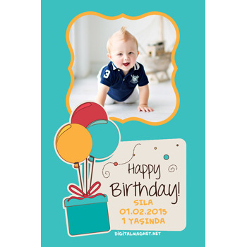 Happy Birthday Temalı Bebek Magneti