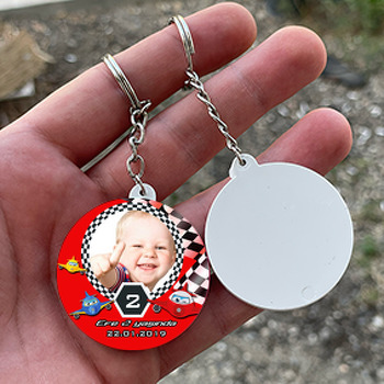 Harika Uçaklar Yarış Temalı Resimli Daire Plastik Anahtarlık