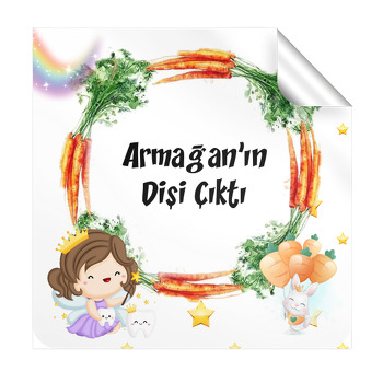 Havuç Çerçeveli Diş Temalı Kare Etiket