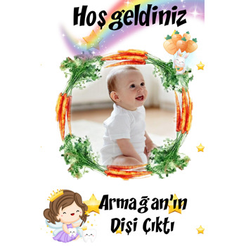 Havuç Çerçeveli Diş Temalı Resimli Doğum Günü Afiş