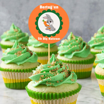 Havuçlu Tavşan ile Turuncu Fonda İlk Dişim Temalı Parti Kürdan Süs