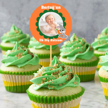 Havuçlu Tavşan ile Turuncu Fonda İlk Dişim Temalı Parti Kürdan Süs