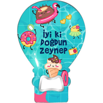 Havuzda Pofidik Şekerler Temalı Balon Ahşap Magnet 