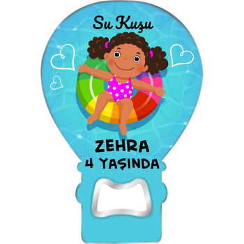 Havuzda Şirin Kız Çocuk Temalı Balon Ahşap Magnet 